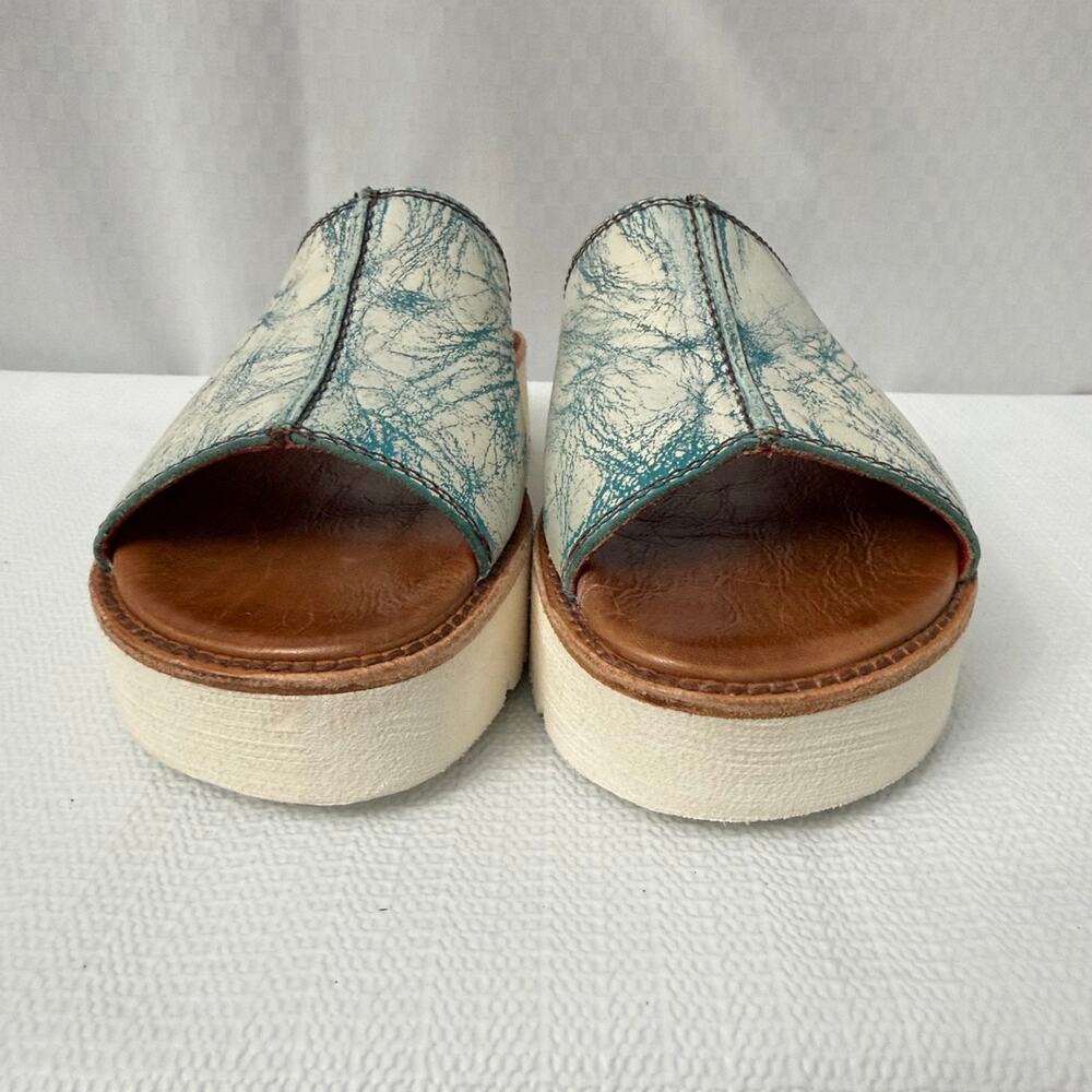 Bed Stu Fairlee II Slide Sandals Womens Size 7.5 Teal Leather - Picture 4 of 11